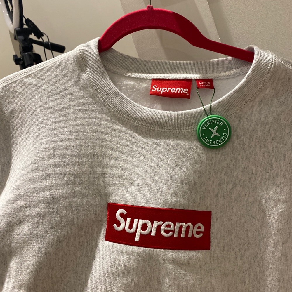 Supreme Box Logo Crewneck Sweatshirt 2018 Grey